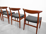 Hans Wegner 'W2' Dining Chairs in Teak and Black Leather for C.M. Madsen - Set of Four