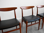 Hans Wegner 'W2' Dining Chairs in Teak and Black Leather for C.M. Madsen - Set of Four