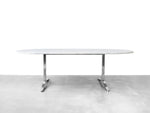 Carrara Marble Dining Table with Stainless Steel Base by Nicos Zographos