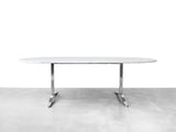 Carrara Marble Dining Table with Stainless Steel Base by Nicos Zographos