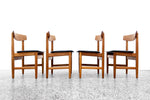 Oak and Black Leather Øresund Dining Chairs by Børge Mogensen