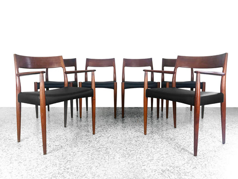 Arne Hovman Olsen teak Danish dining chairs - mid century modern 