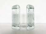 Blenko Clear Glass Half Circle Bookends - Pair