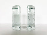 Blenko Clear Glass Half Circle Bookends - Pair