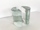 Blenko Clear Glass Half Circle Bookends - Pair