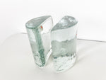 Blenko Clear Glass Half Circle Bookends - Pair