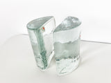 Blenko Clear Glass Half Circle Bookends - Pair