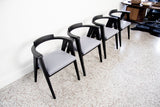 Set of Four Mid Century Modern Ebonized Compass Dining Chairs