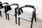 Set of Four Mid Century Modern Ebonized Compass Dining Chairs