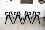 Set of Four Mid Century Modern Ebonized Compass Dining Chairs