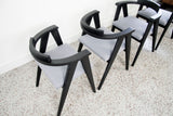 Set of Four Mid Century Modern Ebonized Compass Dining Chairs