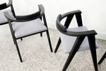 Set of Four Mid Century Modern Ebonized Compass Dining Chairs