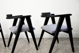 Set of Four Mid Century Modern Ebonized Compass Dining Chairs