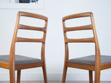 Danish Teak Ladder Back Dining Chairs - a Pair