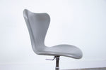 Arne Jacobsen Model 3117 Series 7 Fully Upholstered Desk Chair in Gray Leather