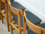 Oak and Black Leather Øresund Dining Chairs by Børge Mogensen