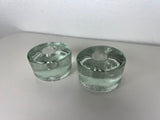 Blenko Clear Glass Puck Candleholders - a Pair