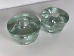 Blenko Clear Glass Puck Candleholders - a Pair