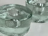 Blenko Clear Glass Puck Candleholders - a Pair