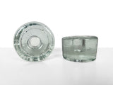 Blenko Clear Glass Puck Candleholders - a Pair