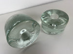 Blenko Clear Glass Puck Candleholders - a Pair