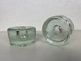 Blenko Clear Glass Puck Candleholders - a Pair