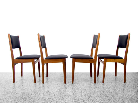 Set of Four Danish Teak Dining Chairs in Black Maharam Divina by Kvadrat