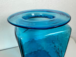 Large Square Turqoise Blue Vase by Blenko