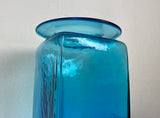 Large Square Turqoise Blue Vase by Blenko