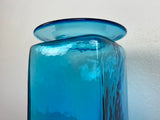 Large Square Turqoise Blue Vase by Blenko