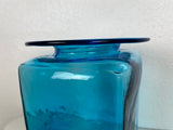 Large Square Turqoise Blue Vase by Blenko