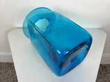 Large Square Turqoise Blue Vase by Blenko