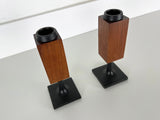 Teak and Cast Iron Candleholders by Random Industries - a Pair