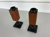 Teak and Cast Iron Candleholders by Random Industries - a Pair