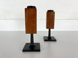 Teak and Cast Iron Candleholders by Random Industries - a Pair