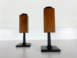 Teak and Cast Iron Candleholders by Random Industries - a Pair