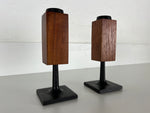 Teak and Cast Iron Candleholders by Random Industries - a Pair