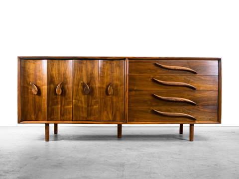 American Mid Century Modern Walnut Credenza