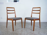 Danish Teak Ladder Back Dining Chairs - a Pair