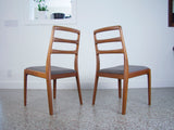 Danish Teak Ladder Back Dining Chairs - a Pair