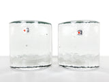 Blenko Clear Glass Half Circle Bookends - Pair