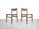 Pair of Teak Side Chairs by Erik Buch for O.D. Møbler in Grey Maharam Kvadrat Fabric