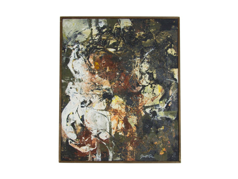 Vintage Abstract Mixed Media Oil Painting by Janet Rae