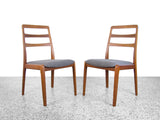 Danish Teak Ladder Back Dining Chairs - a Pair