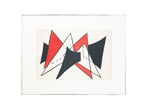 Alexander Calder Stabile lithograph print from DÈRRIERE LE MIROIR in red white and black 