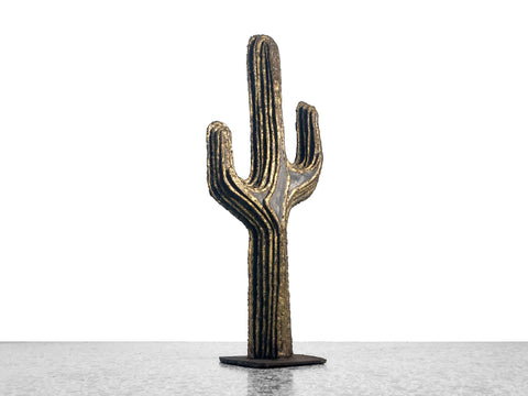 Brutalist Torch-Cut Cactus Sculpture