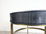 Vintage Upholstered Brass Stool