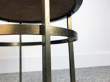 Vintage Upholstered Brass Stool