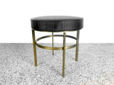 Vintage Upholstered Brass Stool