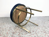 Vintage Upholstered Brass Stool